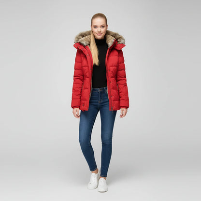 Stella Hooded Puffer Jacket | Quilted, Fur Trim Puffer Jacket