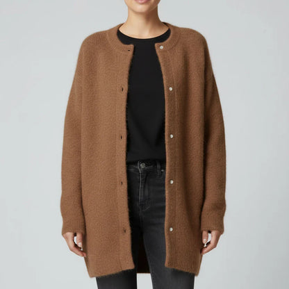 Clara Oversized Cardigan | Button-Down Collarless Knitwear