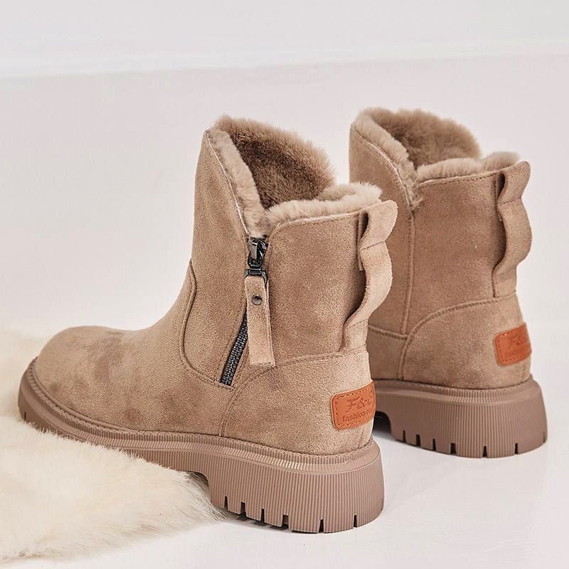 Women's Ankle Boots – Suede Look – Side Zipper – Warm Lined – Slip-Resistant Sole