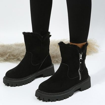 Women's Ankle Boots – Suede Look – Side Zipper – Warm Lined – Slip-Resistant Sole