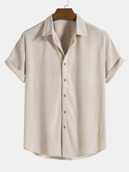 Men's Shirt – Short-Sleeved Cord – Classic Collar – Relaxed Fit – Button Closure