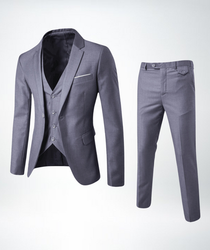 Men's Suit – Slim Fit – Wool Blend – Notch Lapel – Three-piece Formal Outfit