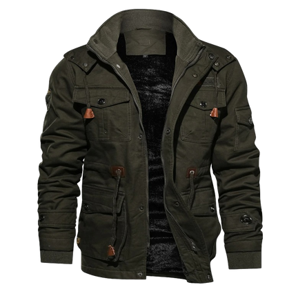 Men's Jacket – Structured Fit – Breathable Blend – Hip Length – Utility Pockets