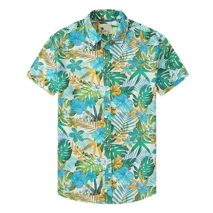 Men's Shirt – Hawaiian Shirt – Short Sleeve – Breathable Cotton – Casual Button Closure