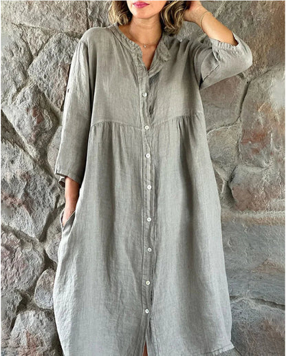 Maxi Dress for Women - Loose Fit - V-Neck - Light and Airy
