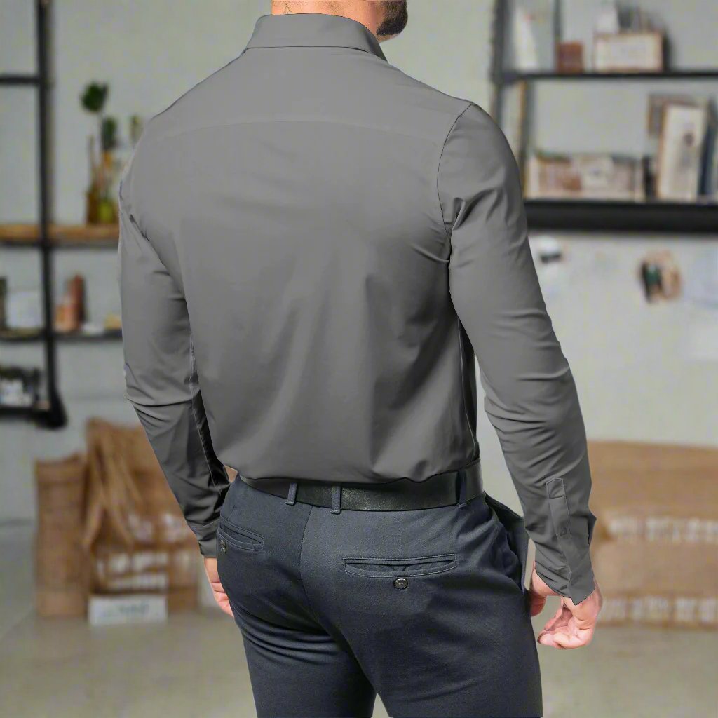 Herreskjorte - Slim Fit - Lange Ermer - Klassisk Krage - Elegant for Formelle Anledninger