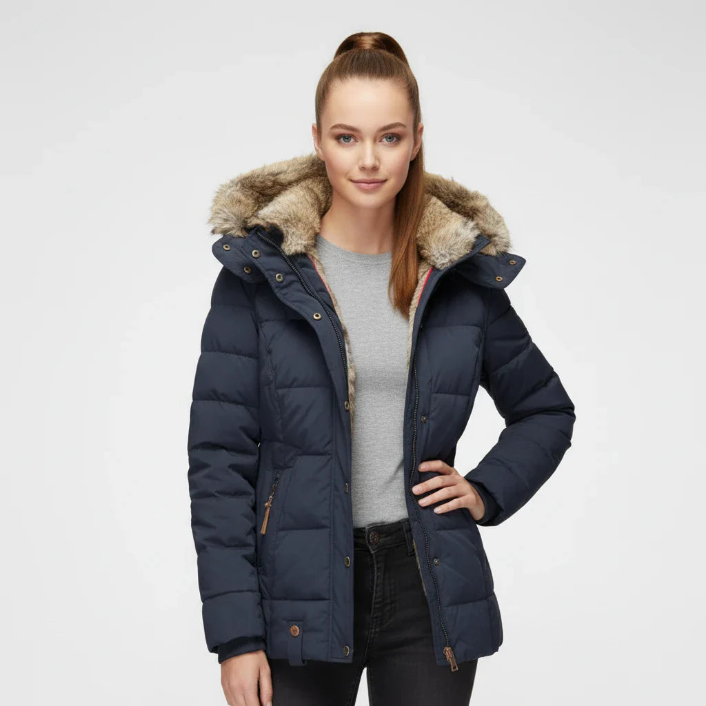 Stella Hooded Puffer Jacket | Quilted, Fur Trim Puffer Jacket