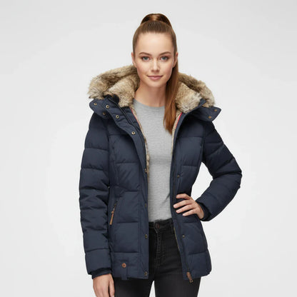 Stella Hooded Puffer Jacket | Quilted, Fur Trim Puffer Jacket