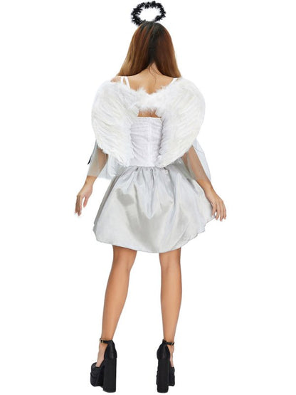 Dress for Women – Tight-fitting Mini Dress – Transparent Sleeves – Wing Design and Lacing