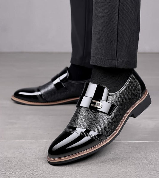Men's Shoes – Dress Model – Double Monk Strap – Textured Surface – Elegant Fit