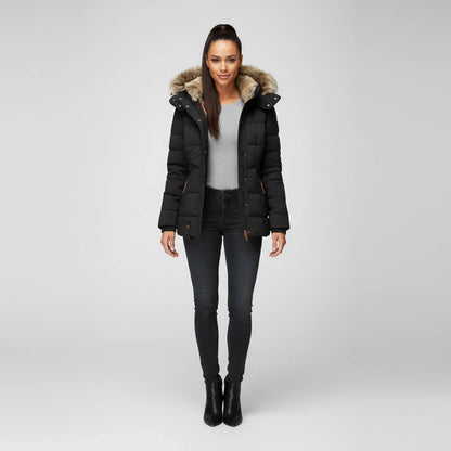 Stella Hooded Puffer Jacket | Quilted, Fur Trim Puffer Jacket
