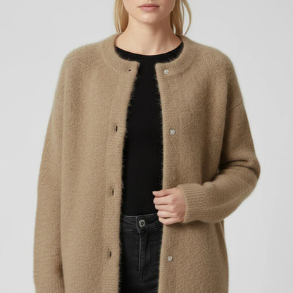 Clara Oversized Cardigan | Button-Down Collarless Knitwear