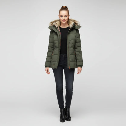 Stella Hooded Puffer Jacket | Quilted, Fur Trim Puffer Jacket