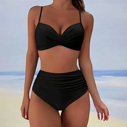 Women's Bikini Bottom – High Waist – Ruched Sides – Full Coverage – Soft Stretch