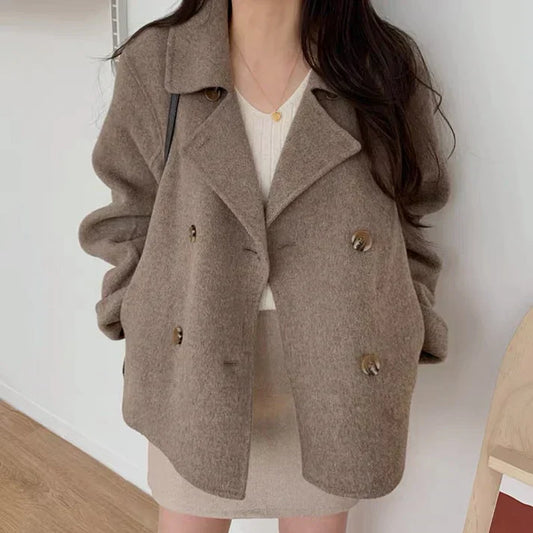 Women's Coat - Wool - Double-Breasted - Oversized Fit - Classic Cut