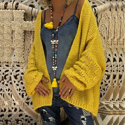 Women's Cardigan – Chunky Knit – Oversized Fit – Open Front – Wide Sleeves