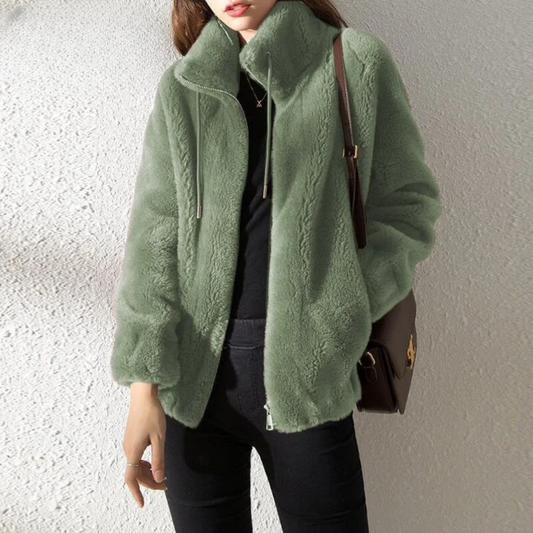 Women's Fleece Jacket – Reversible – Oversized Fit – High Collar – Zipper