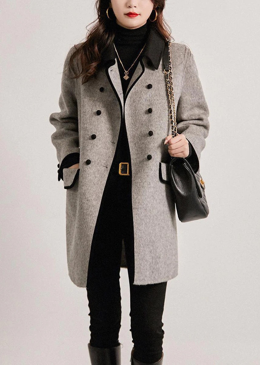 Women's Trench Coat – Wool – Tailored Fit – Double-Breasted – Patchwork Design