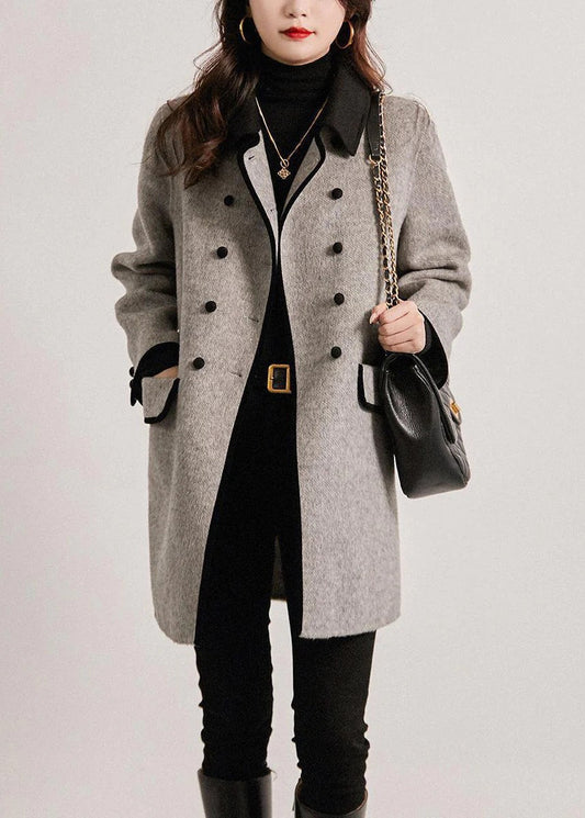 Women's Trench Coat – Wool – Tailored Fit – Double-Breasted – Patchwork Design