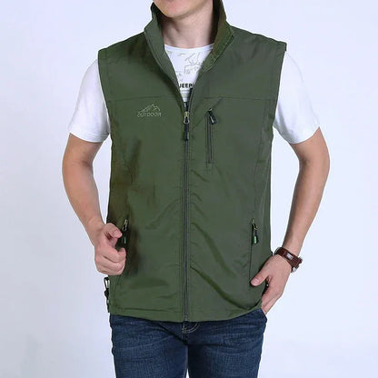 Men's Vest – Straight Fit – Lightweight and Breathable – High Collar – Zipper Pockets