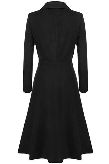 Women's Wool Coat – Tailored Fit – Classic Collar – Knee-Length with Buttons