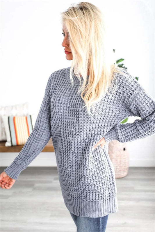 Women's Sweaters – Oversized Fit – Chunky Knit Wool – Honeycomb Structure – Ribbed Edges