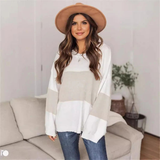 Women's Sweater – Oversized Fit – Knitted Texture – Wide Sleeves – Relaxed Style