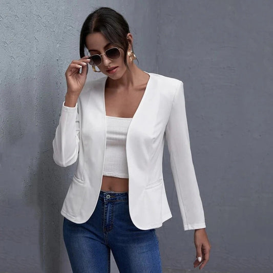 Women's Blazers – Tailored Fit – Open Front – Hip Length with Pockets