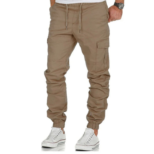 Men's Cargo Pants – Relaxed Fit – Adjustable Elastic Waist – Tapered Legs