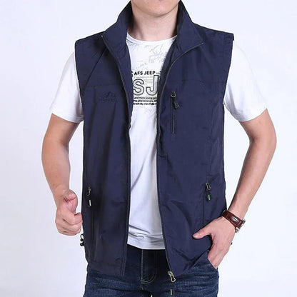 Men's Vest – Straight Fit – Lightweight and Breathable – High Collar – Zipper Pockets