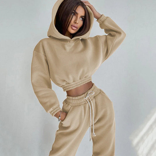 Women's Lounge Dress – Relaxed Fit – Cropped Hoodie – Adjustable Drawstring Waist