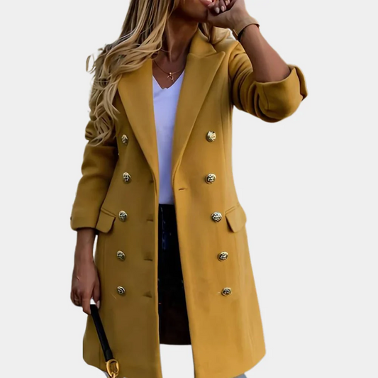 Women's Trench Coat – Tailored Fit – Wool Blend – Double-Breasted – Knee-Length