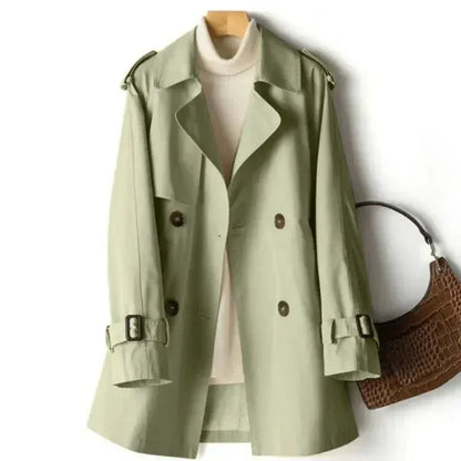 Women's Trench Coat – Tailored Fit – Double-Breasted – Belted Cuffs – Epaulettes
