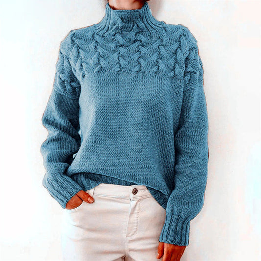Chloe Wool Cable Knit Turtleneck Sweater | Chunky Knit Sweater