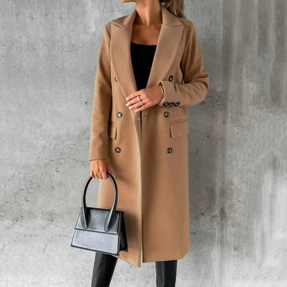 Women's Trench Coat – Tailored Fit – Wool – Double-Breasted – Knee-Length
