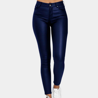 Women's Pants – Slim Fit – Leather-look – Full Length – Five-pocket Design