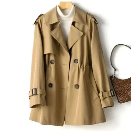 Women's Trench Coat – Tailored Fit – Double-Breasted – Belted Cuffs – Epaulettes