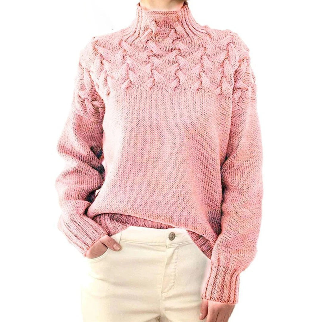 Chloe Wool Cable Knit Turtleneck Sweater | Chunky Knit Sweater