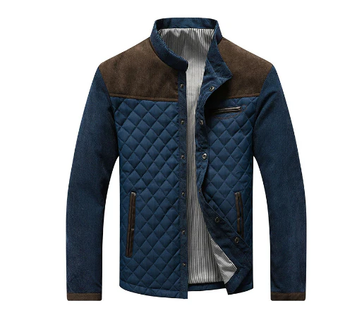 Men's Jacket – Padded Regular Fit – Stand Collar – Snap Button – Suede Details
