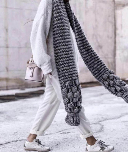 Women's Scarf – Oversize Fit – Wool Blend – Cable Knit – Textured Design