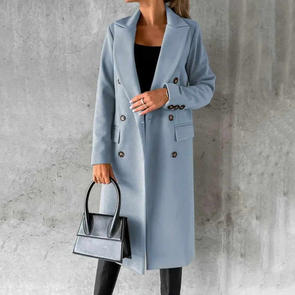 Women's Trench Coat – Tailored Fit – Wool – Double-Breasted – Knee-Length