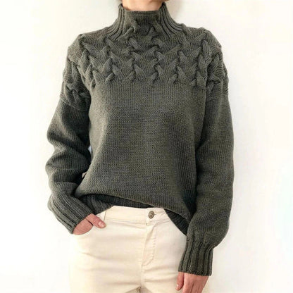 Chloe Wool Cable Knit Turtleneck Sweater | Chunky Knit Sweater