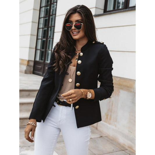 Women's Blazer – Slim Fit – Double-Breasted – Padded Shoulders – Cotton Blend