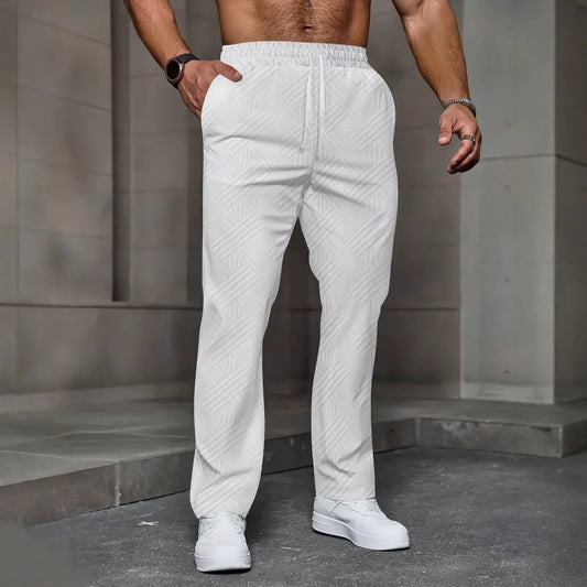Sweatpants for Men – Relaxed Fit – Knitted Texture – Drawstring Waist – Full Length