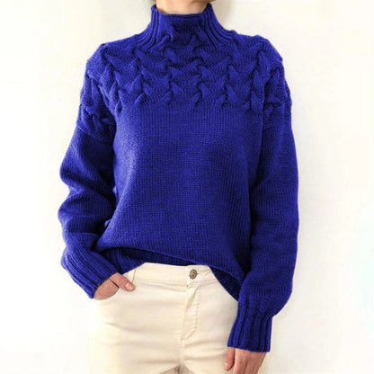 Chloe Wool Cable Knit Turtleneck Sweater | Chunky Knit Sweater