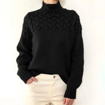 Chloe Wool Cable Knit Turtleneck Sweater | Chunky Knit Sweater