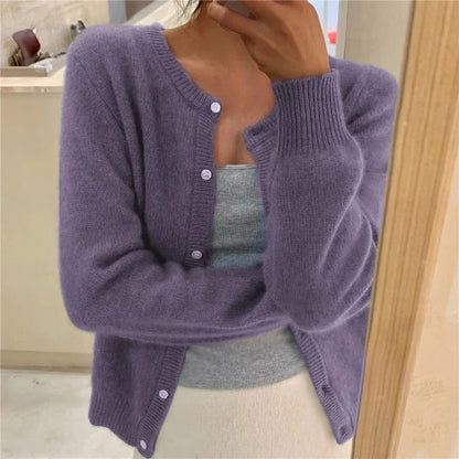 Women's Cardigan – Wool Blend – Relaxed Fit – Decorative Buttons – Ribbed Cuffs