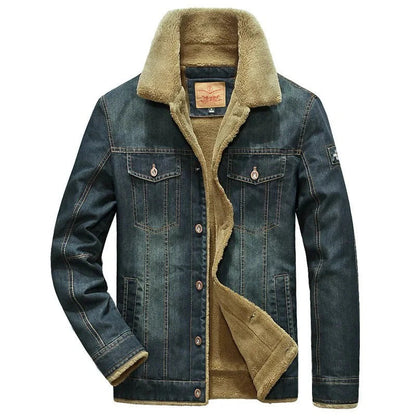 Men's Jacket – Denim – Regular Fit – Lined with Faux Fur – Button Closure Casual
