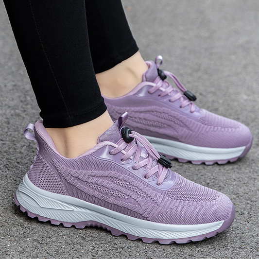 Women's Sneakers – Streamlined Fit – Breathable Mesh – Drawstring Lacing – Lightweight Design