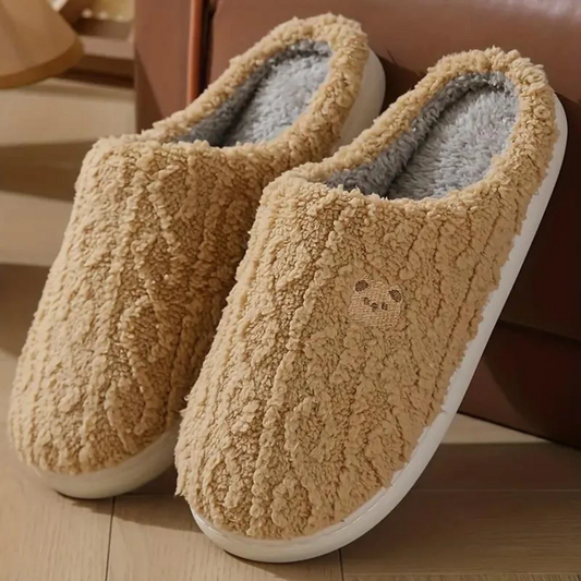 Women's Slippers – Plush Feel – Open Heel – Closed Toe – Soft Sole for Indoor Use